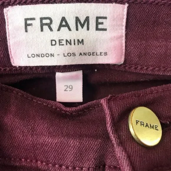 Frame Burgundy Le Skinny de Jeanne Raw Edge Jeans Size 29 - Picture 6 of 8